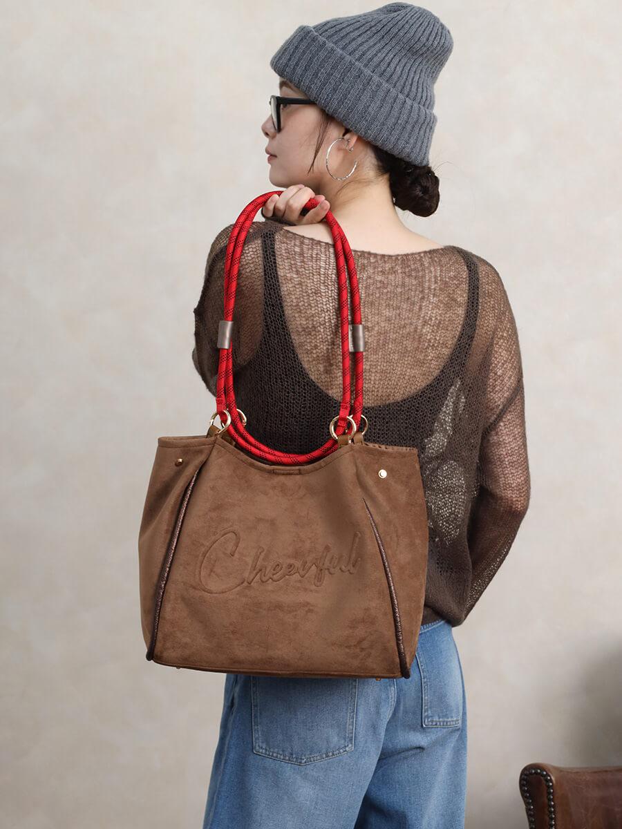 【WEB限定カラーあり】“Cheerful”スエードタッチ2wayハンドルトート